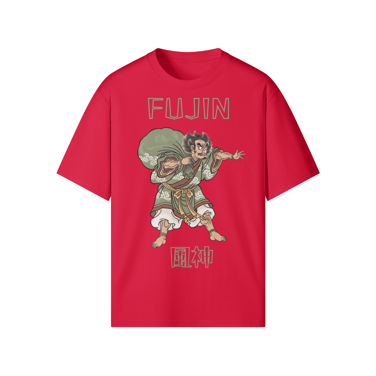 Fujin Wind God Japanese T-Shirt Ukiyo-e Print Red | Tengura Store