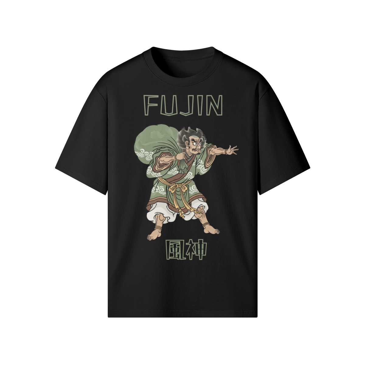 Fujin Wind God Japanese T-Shirt Ukiyo-e Print Black | Tengura Store