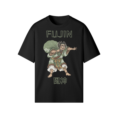 Fujin Wind God Japanese T-Shirt Ukiyo-e Print Black | Tengura Store