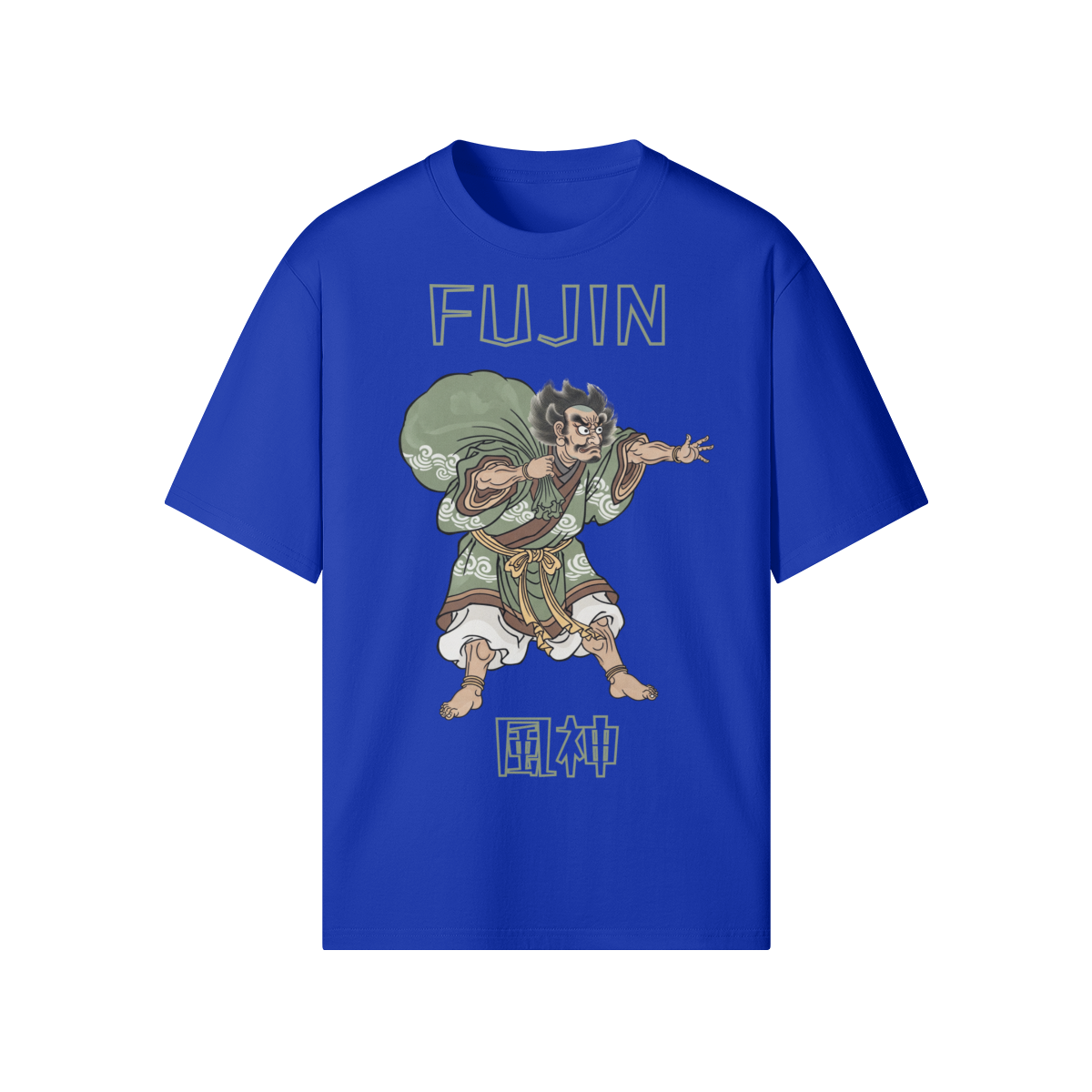 Fujin Wind God Japanese T-Shirt Ukiyo-e Print Fun Blue | Tengura Store