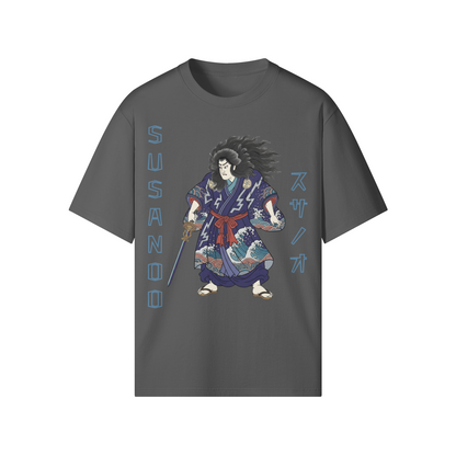 Japanese T-shirt Susanoo Storm God of Seas and Thunder Gray | Tengura Store