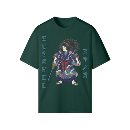 Japanese T-shirt Susanoo Storm God of Seas and Thunder Dark Green | Tengura Store