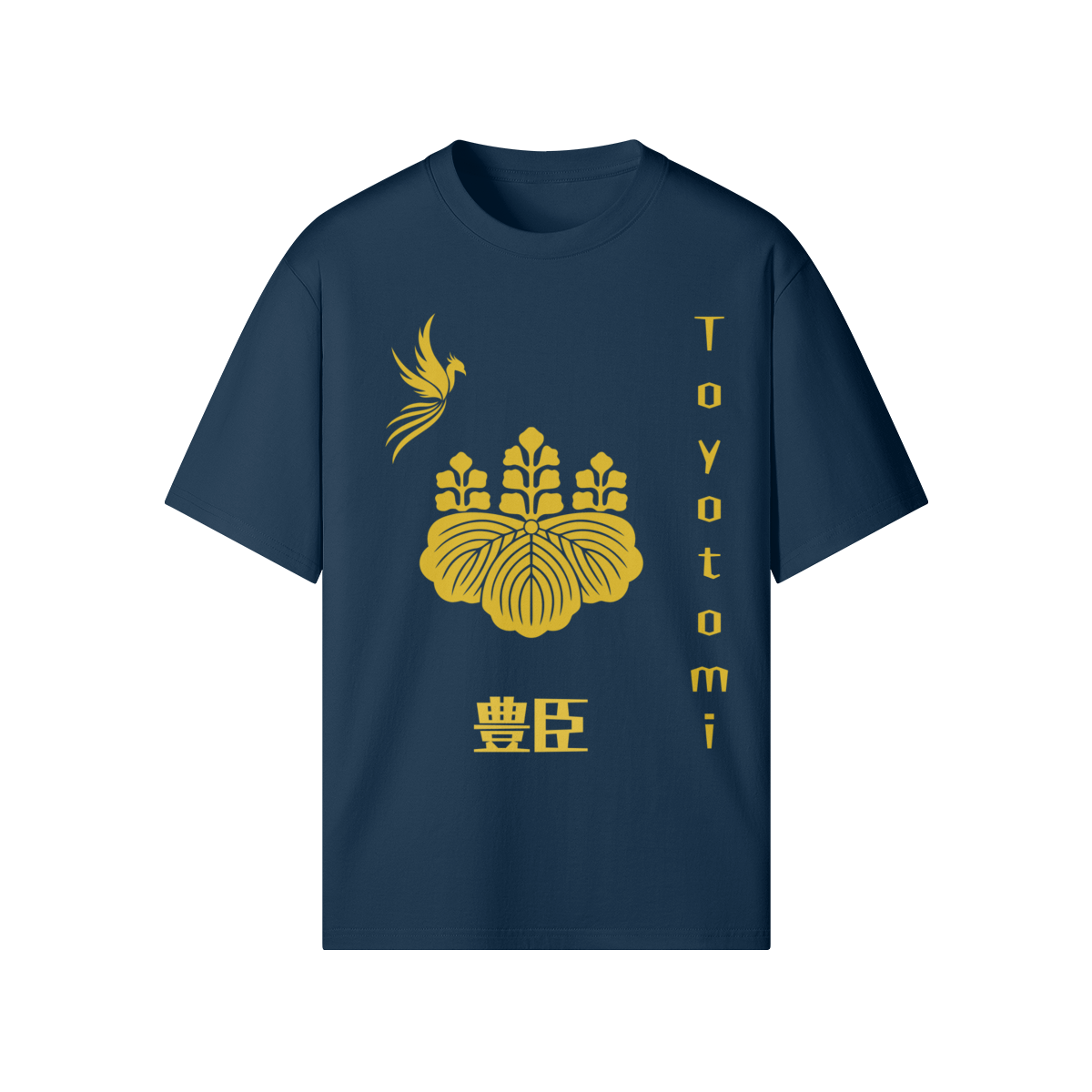 Toyotomi Clan Japanese T-shirt Samurai Crest Indigo Blue | Tengura Store