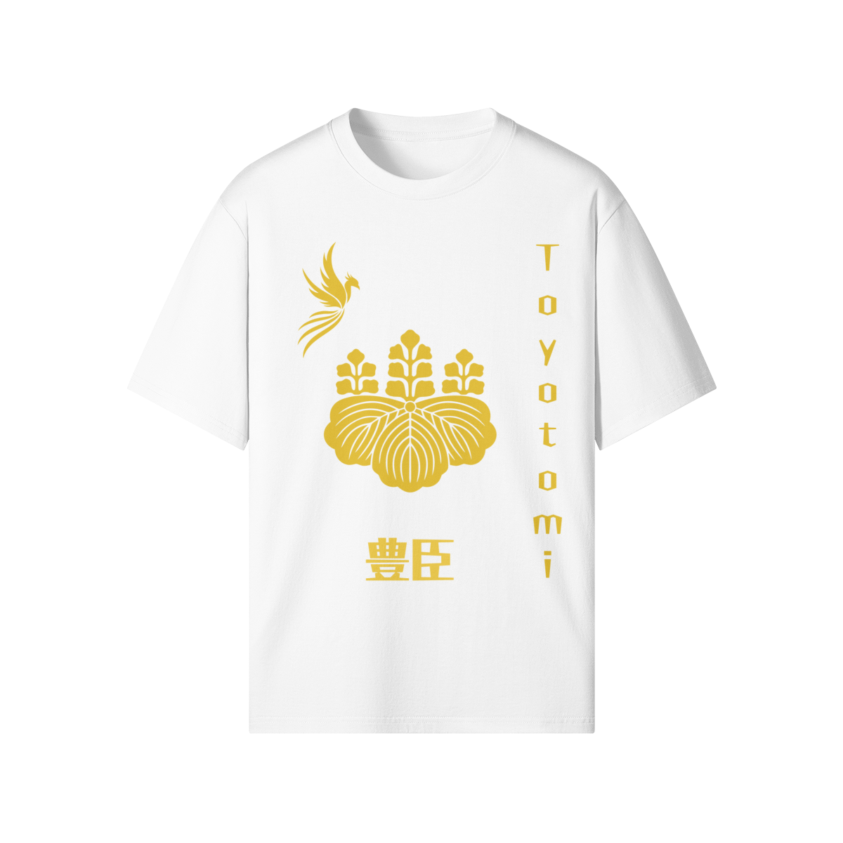 T-shirt Japonês Toyotomi Clan Samurai Crest Branco | Tengura Store