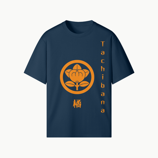 Tachibana Clan Japanese T-shirt Samurai Crest Indigo Blue | Tengura Store