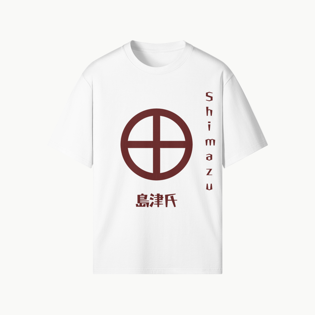 T-shirt Japonês Shimazu Clan Samurai Crest Branco | Tengura Store