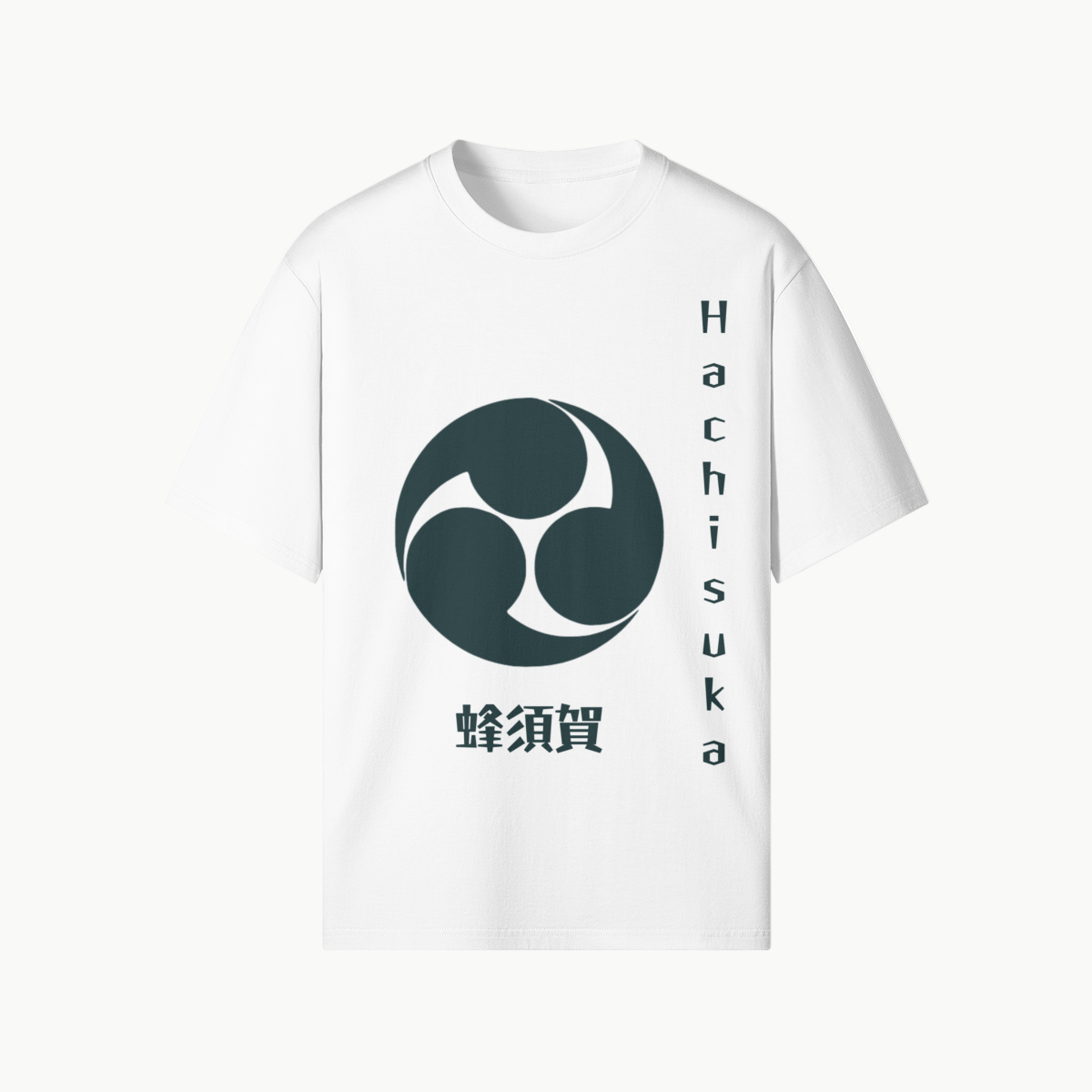 T-shirt Japonês Hachisuka Clan Samurai Crest Branco | Tengura Store