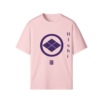 Hishi Clan Japanese T-shirt Samurai Crest Pink | Tengura Store