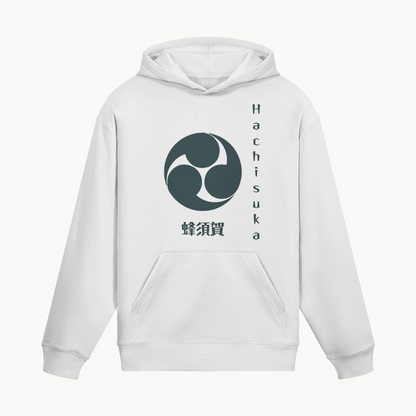 Hachisuka Clan Japanese Hoodie Samurai Crest White | Tengura Store