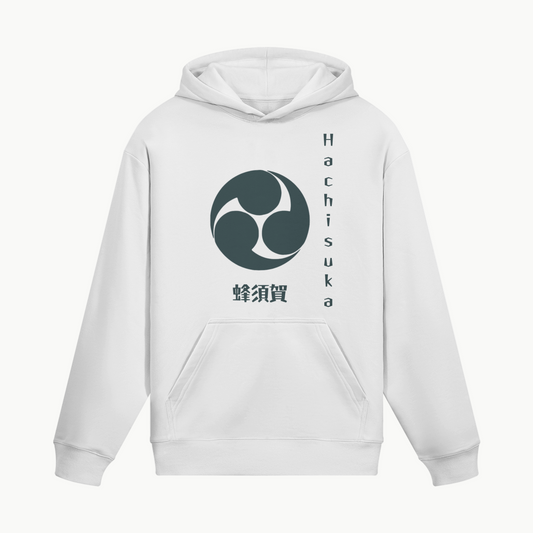 Hachisuka Clan Japanese Hoodie Samurai Crest White | Tengura Store