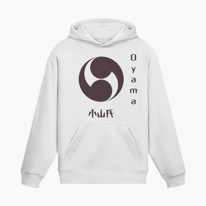 Japanese Hoodie Oyama Kamon Historic Clan Emblem White | Tengura Store