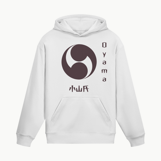 Japanese Hoodie Oyama Kamon Historic Clan Emblem White | Tengura Store