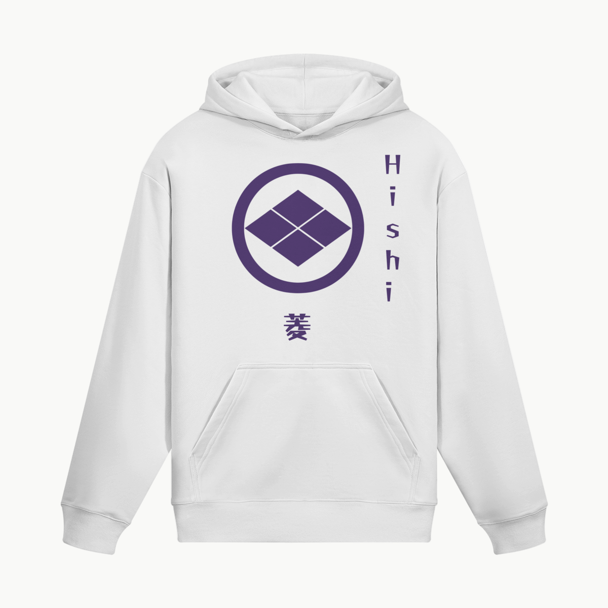 Samurai Clan Hoodie em Branco com Emblema de Família Hishi | Tengura Store