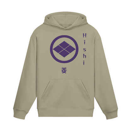 Samurai Clan Hoodie Hishi Family Crest Sand Beige | Tengura Store
