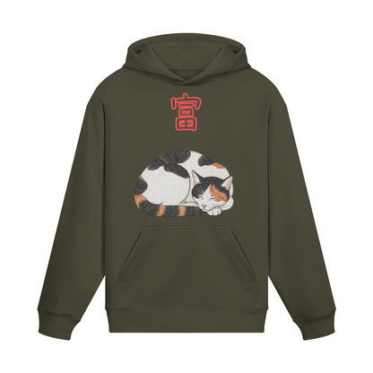 Japanese Hoodie Calico Cat Lucky Symbol of Fortune Charcoal Grey | Tengura Store