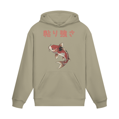 Koi Fish Hoodie Traditional Japanese Symbol of Perseverance Sand Beige | Tengura Store