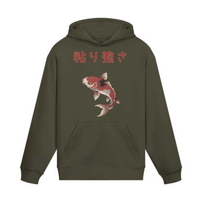 Koi Fish Hoodie Traditional Japanese Symbol of Perseverance Charcoal Grey | Tengura Store