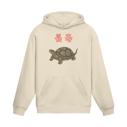 Turtle Hoodie Ancient Japanese Symbol of Longevity and Wisdom Beige | Tengura Store