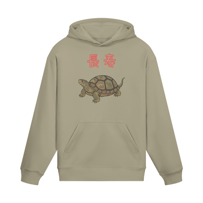 Turtle Hoodie Ancient Japanese Symbol of Longevity and Wisdom Sand Beige | Tengura Store