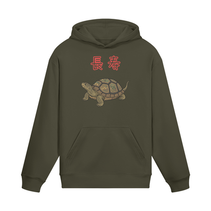 Turtle Hoodie Ancient Japanese Symbol of Longevity and Wisdom Charcoal Grey | Tengura Store
