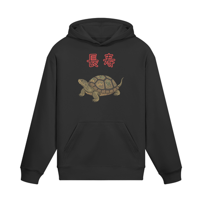 Turtle Hoodie Ancient Japanese Symbol of Longevity and Wisdom Black | Tengura Store