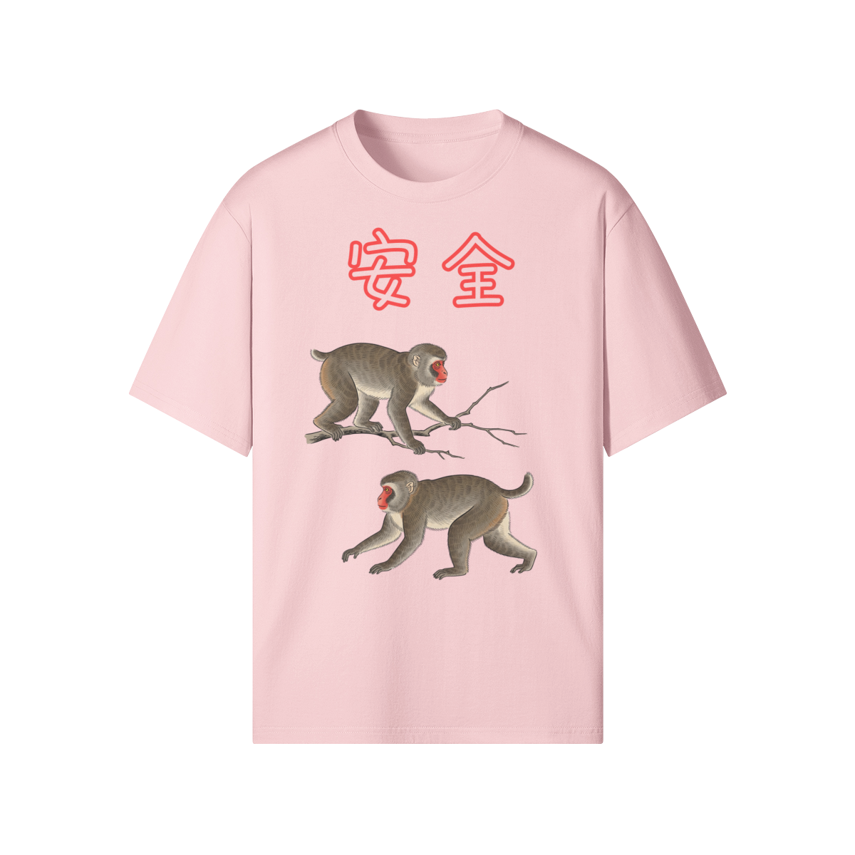 Sacred Japanese Monkeys Protection Tee Pink | Tengura Store