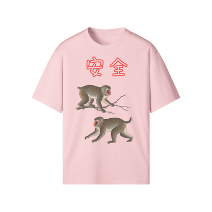 Sacred Japanese Monkeys Protection Tee Pink | Tengura Store