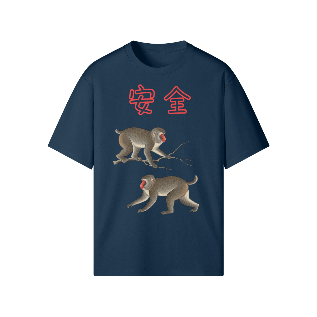 Sacred Japanese Monkeys Protection Tee Indigo Blue | Tengura Store