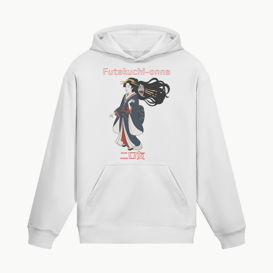 Futakuchi Onna Mythical Yokai Hoodie White | Tengura Store