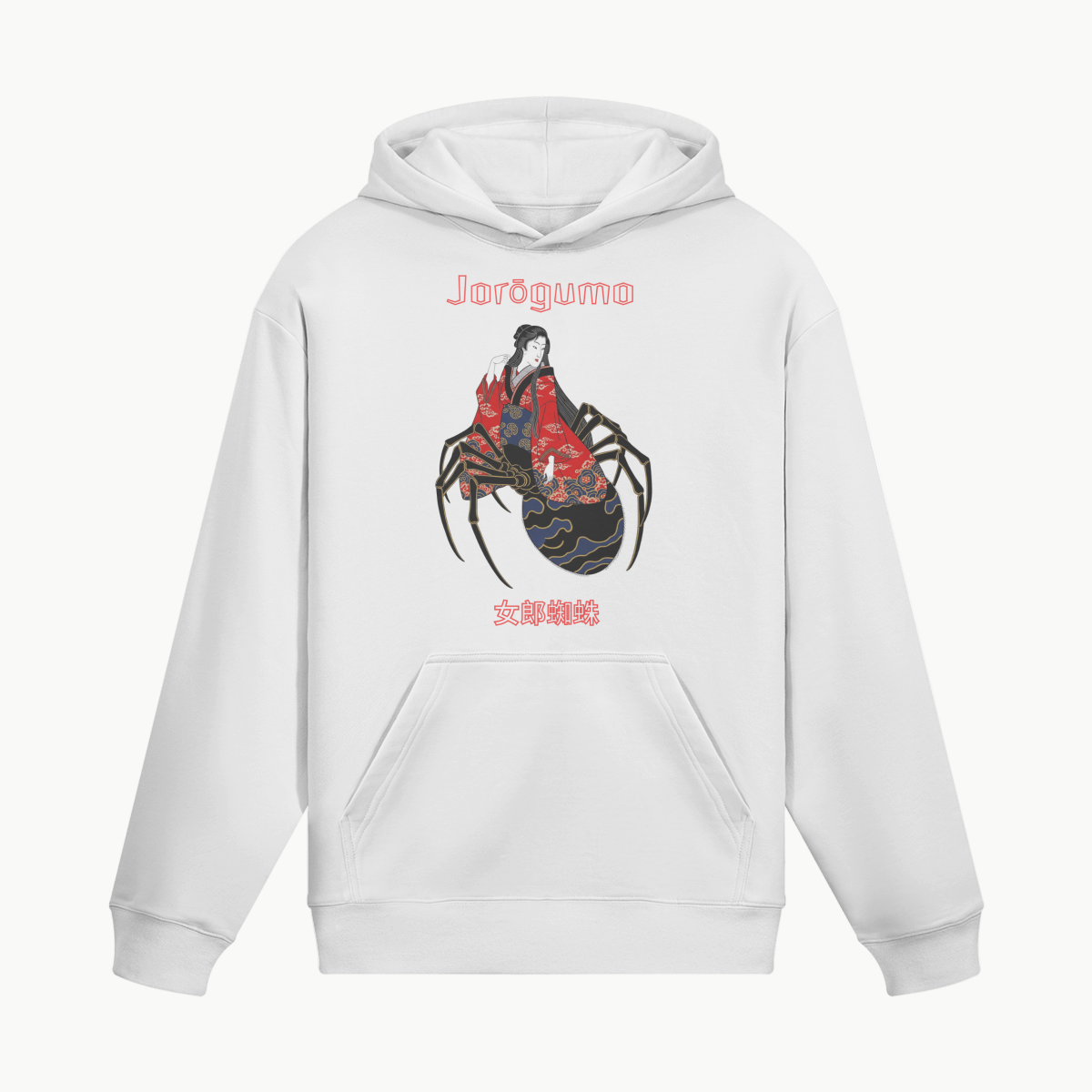 Camisola com Capuz Jorogumo Spider Woman Criatura Mítica Japonesa Branca | Tengura Store