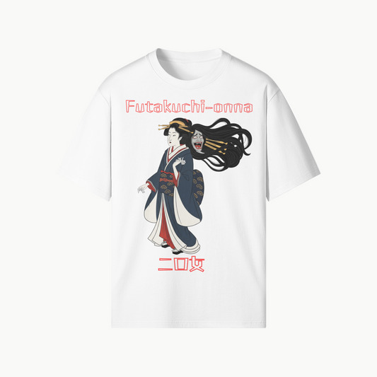 Futakuchi Onna Double-Mouth Woman Shirt Yokai Art White | Tengura Store