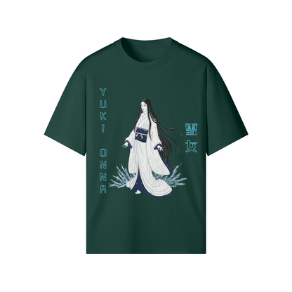 Yuki Onna Snow Spirit Tee Japanese Ghost Dark Green | Tengura Store