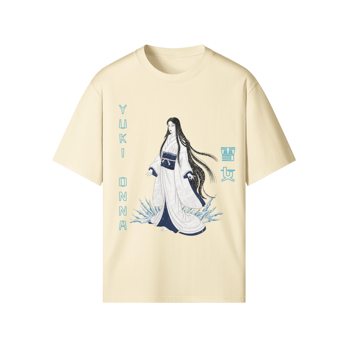 Yuki Onna Snow Spirit Tee Japanese Ghost Beige | Tengura Store