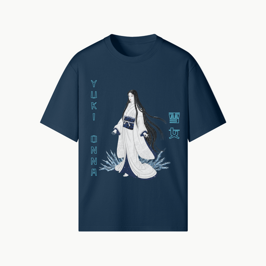 Yuki Onna Snow Spirit Tee Japanese Ghost Indigo Blue | Tengura Store