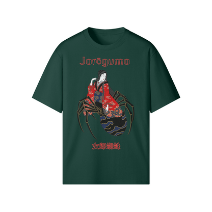 Jorogumo Spider Woman T-Shirt Japanese Folklore Dark Green | Tengura Store