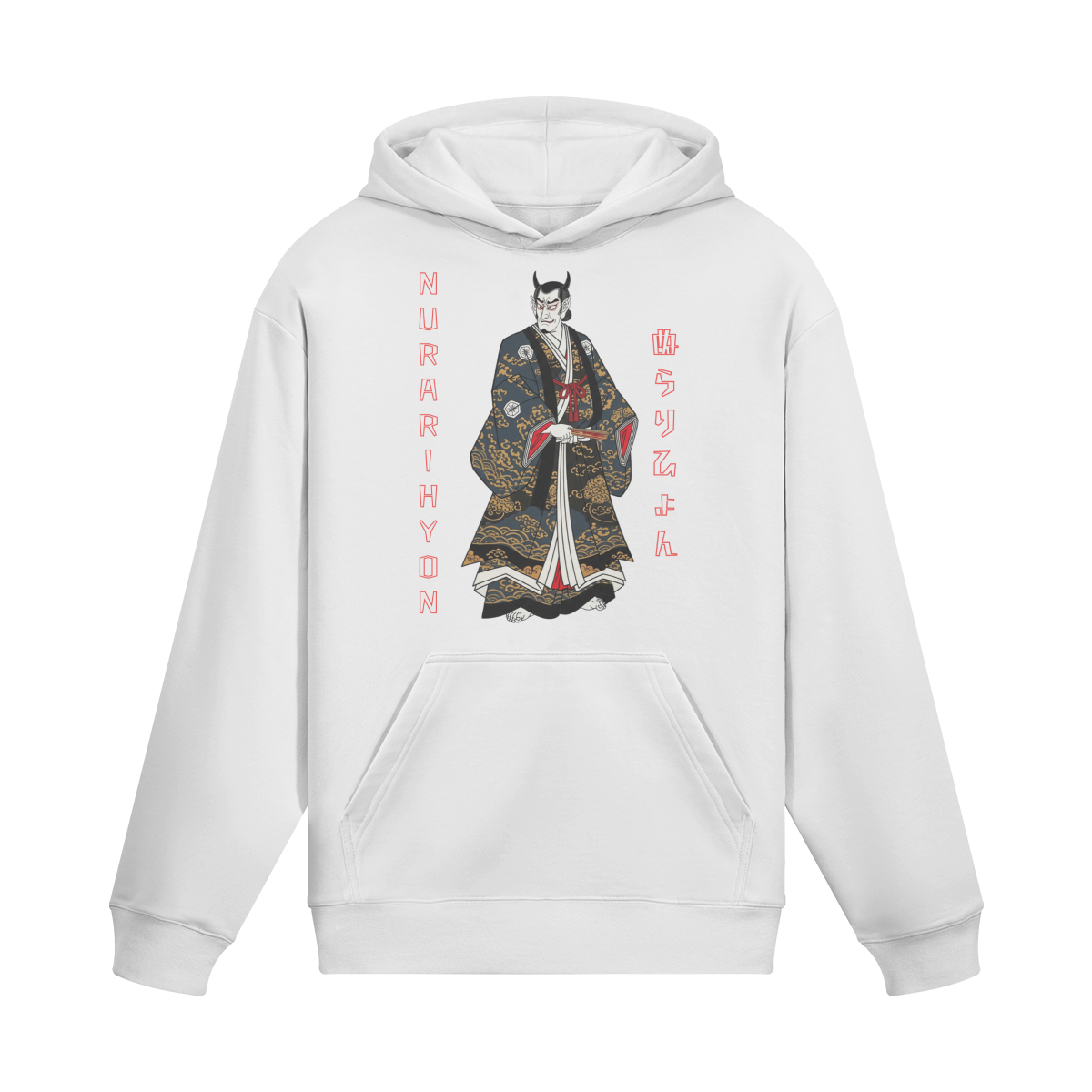 Camisola com Capuz Nurarihyon Demon Inspirada em Ukiyo-e Branca | Tengura Store