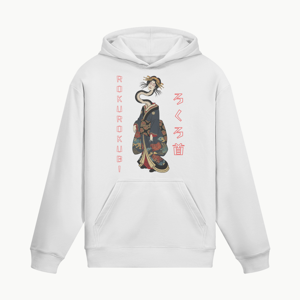 Hoodie Rokurokubi Design de Criatura Mítica Branco | Tengura Store
