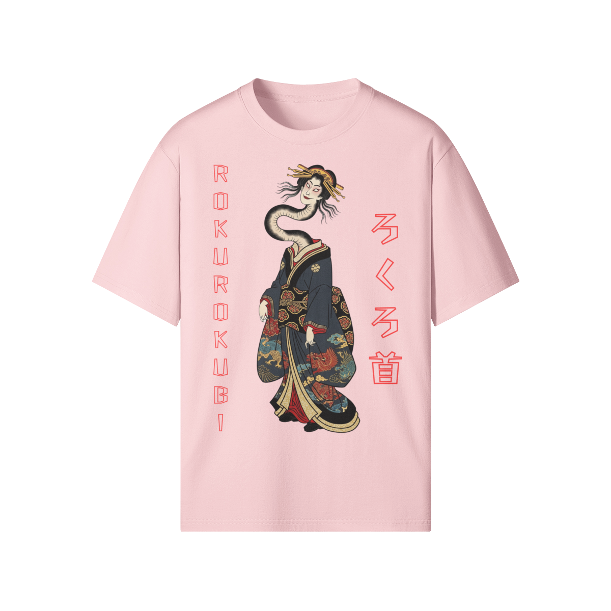 Rokurokubi T-Shirt Japanese Yokai Ghost Woman Pink | Tengura Store