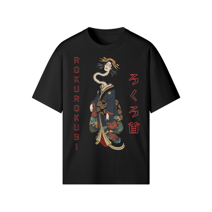Rokurokubi T-Shirt Japanese Yokai Ghost Woman Black | Tengura Store