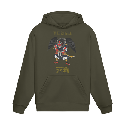 Tengu Warrior Hoodie Japanese Spirit Print Charcoal Grey | Tengura Store