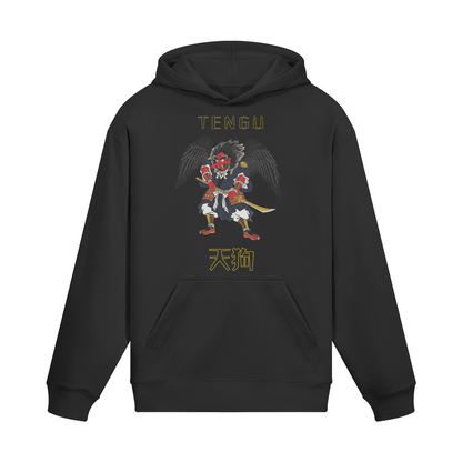Tengu Warrior Hoodie Japanese Spirit Print Black | Tengura Store