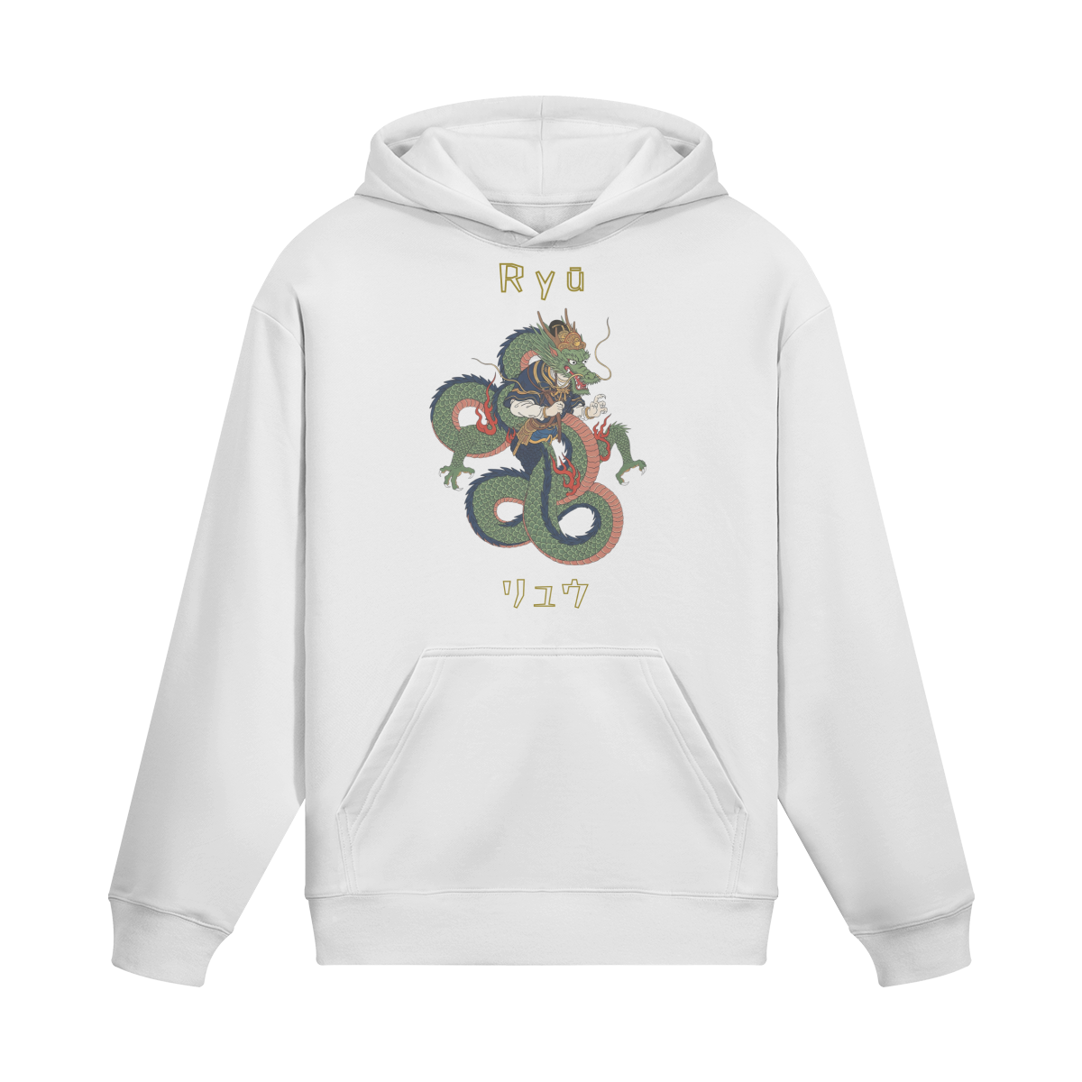 Mythical Dragon Hoodie Ryu Japanese Legend White | Tengura Store