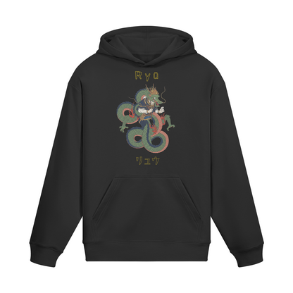 Mythical Dragon Hoodie Ryu Japanese Legend Black | Tengura Store