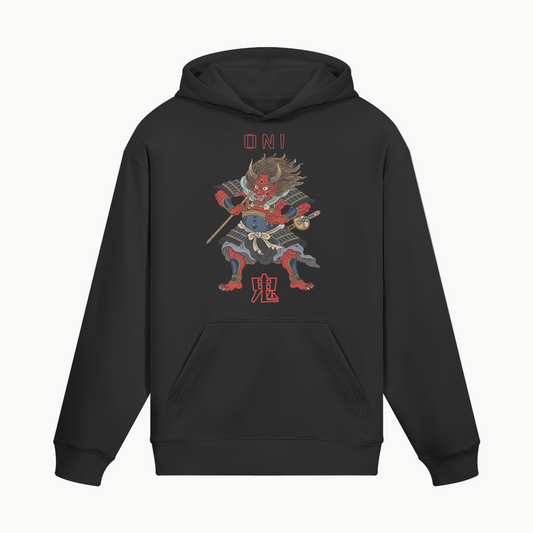 Oni Demon Hoodie Japanese Warrior Black | Tengura Store