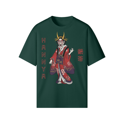 Hannya Mask T-Shirt Traditional Demon Design Dark Green | Tengura Store