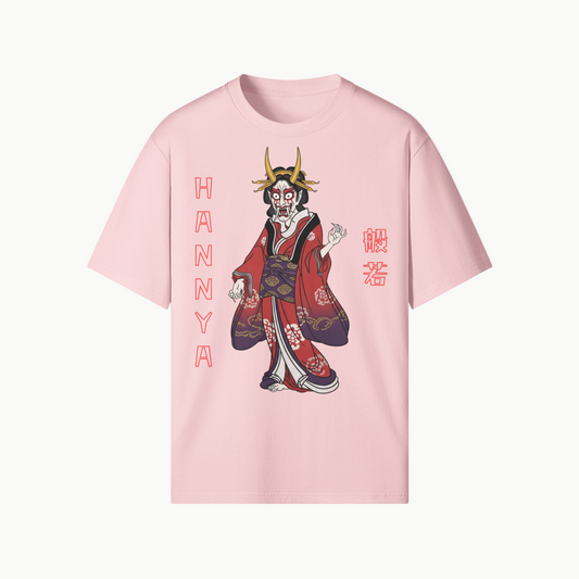 Hannya Mask T-Shirt Traditional Demon Design Pink | Tengura Store