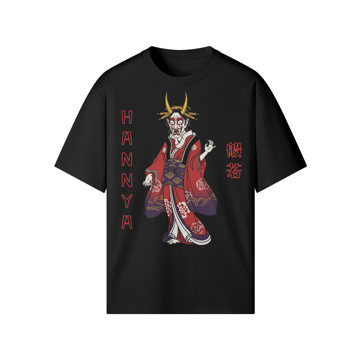 Hannya Mask T-Shirt Traditional Demon Design Black | Tengura Store