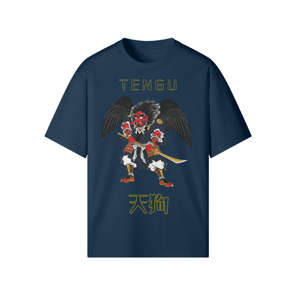 Tengu Warrior T-Shirt Japanese Mythology Indigo Blue | Tengura Store