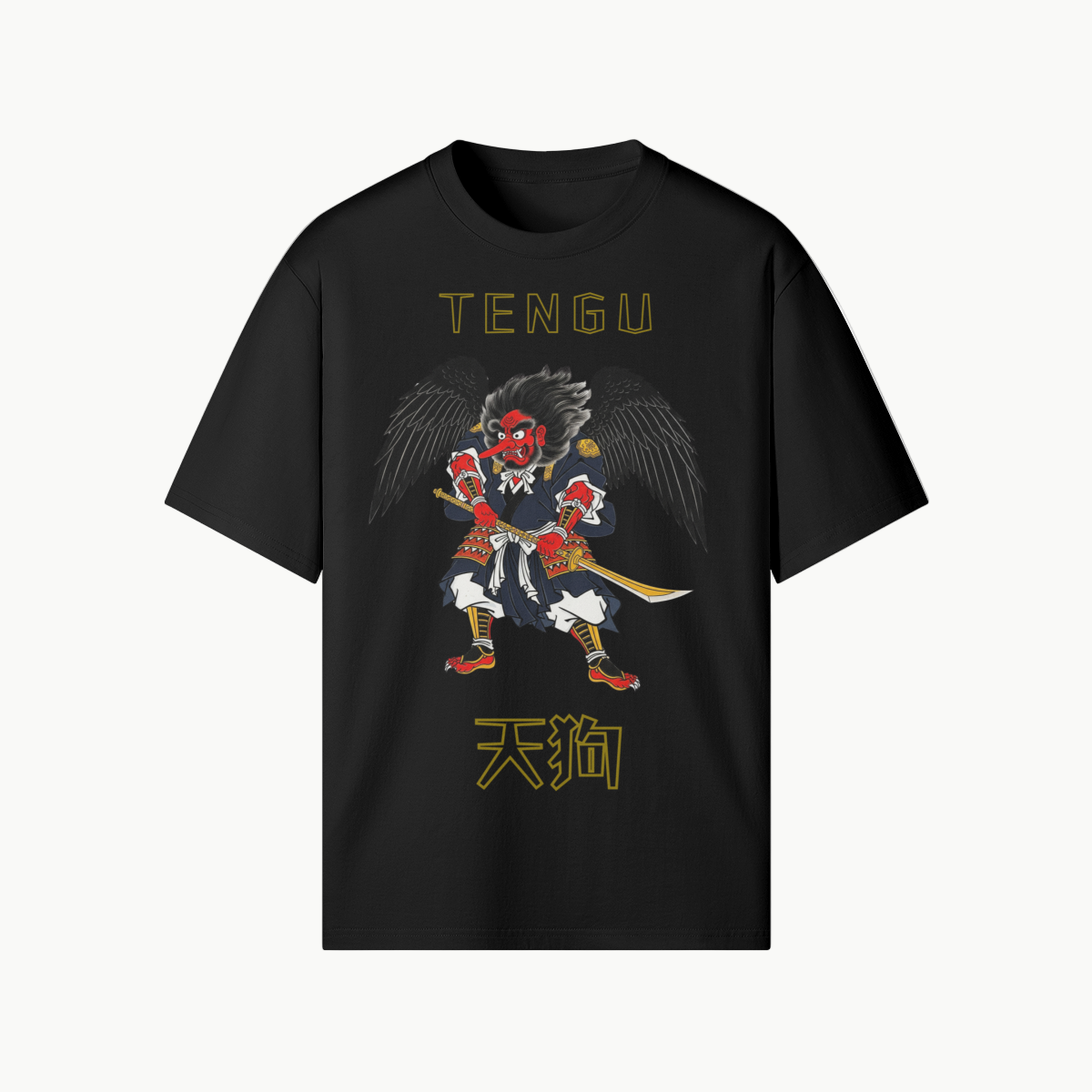 Tengu Warrior T-Shirt Japanese Mythology Black | Tengura Store