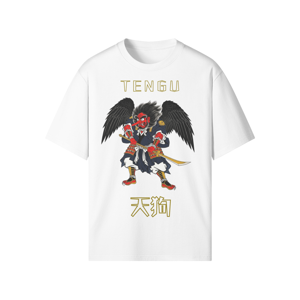 Tengu Warrior T-Shirt Japanese Mythology White | Tengura Store